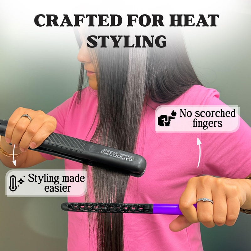 Herstyler Hair Straightening Comb - Straightener Comb for Flat Iron - Makes Styling Easy - Get Straight Hair in Minutes (Purple) - Image 4